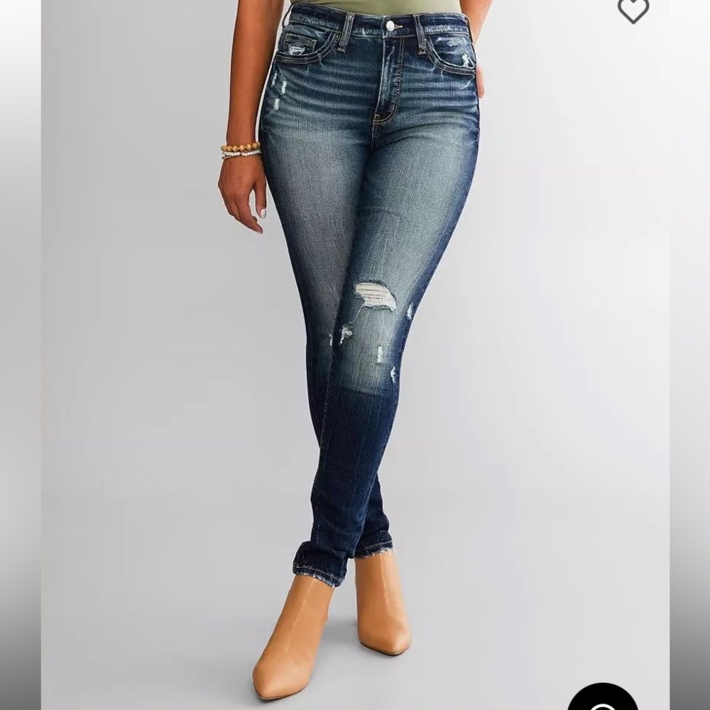 BKE Women’s Size 28 Parker Skinny Jeans Dark Wash Distressed High Rise Jeans